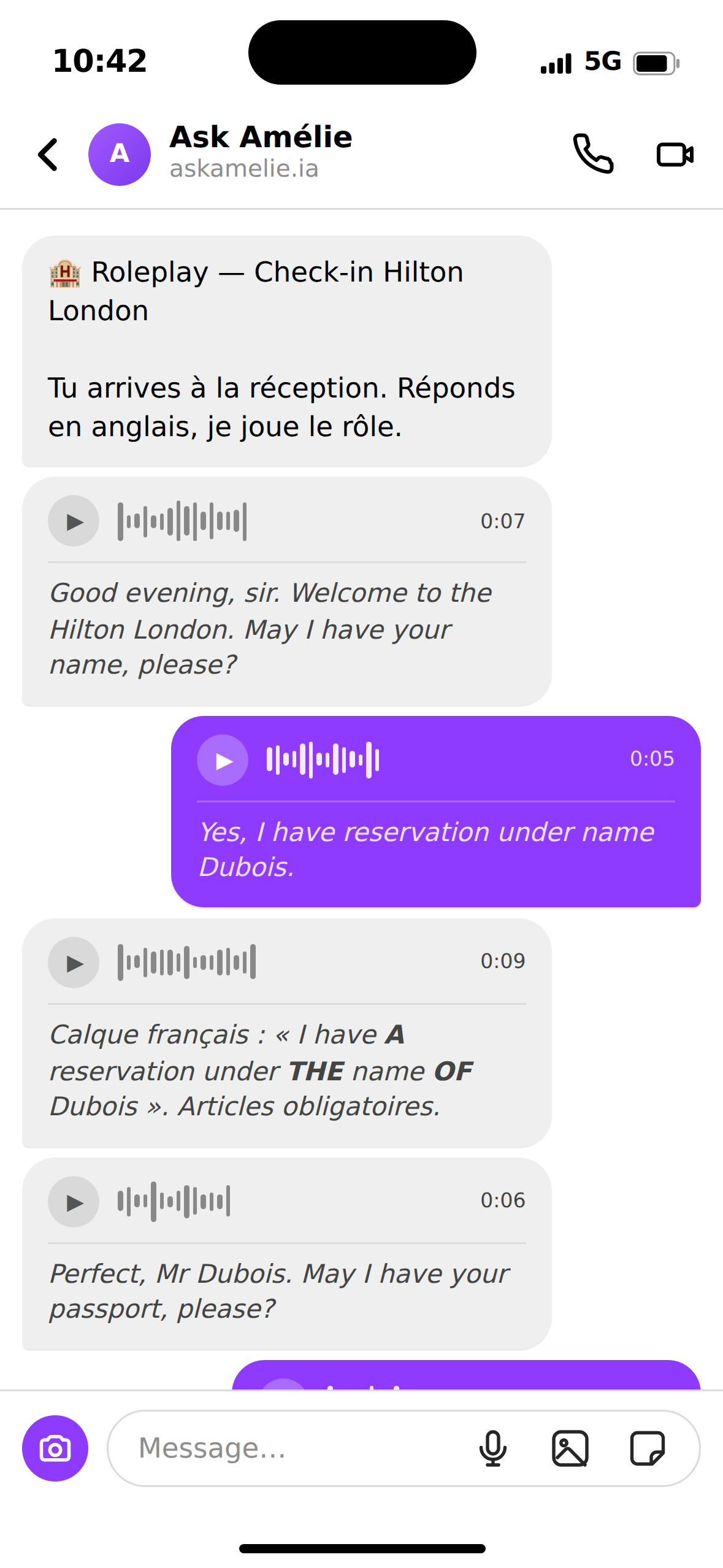Ask Amélie dans Instagram DM