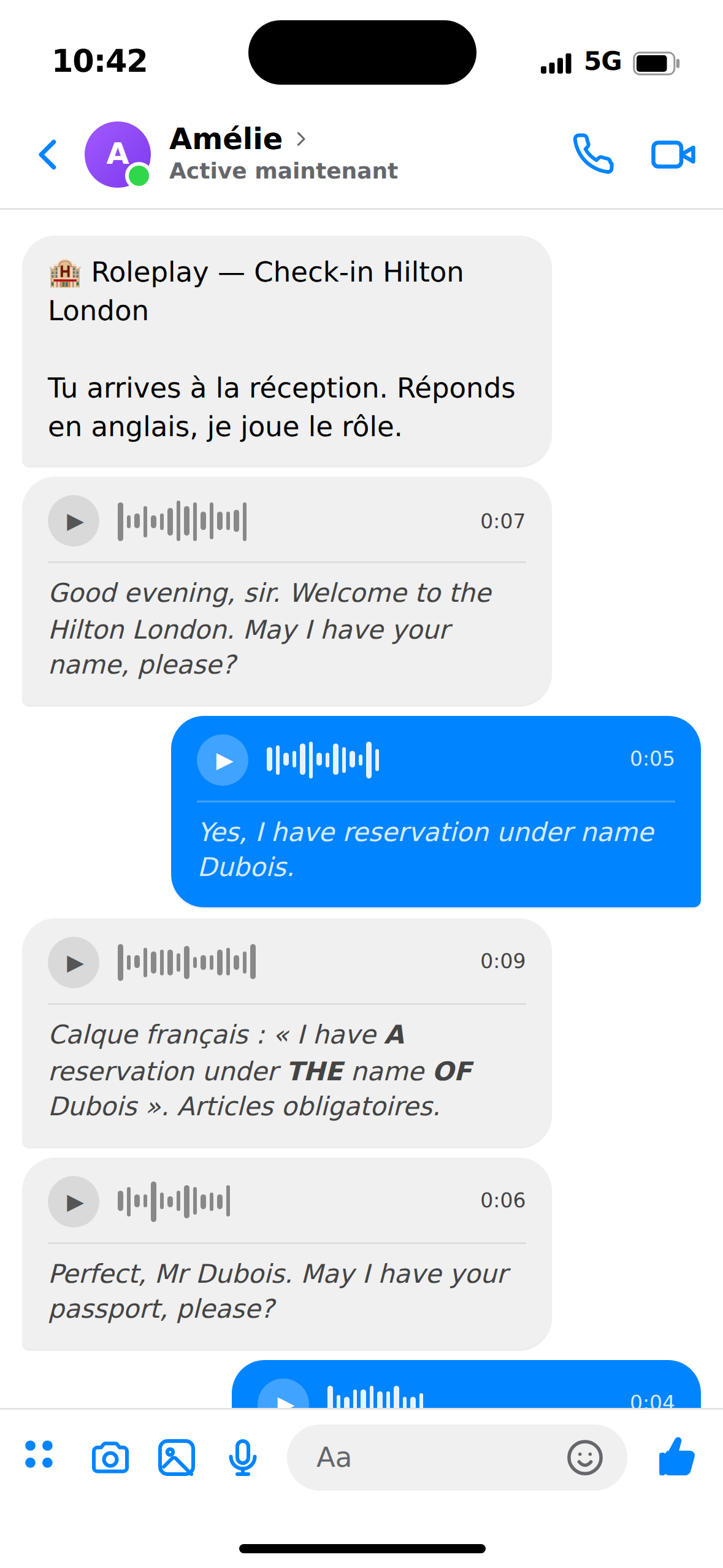 Ask Amélie dans Messenger