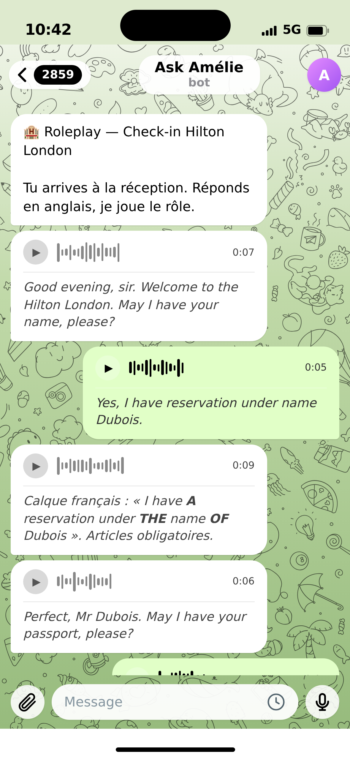 Ask Amélie dans Telegram