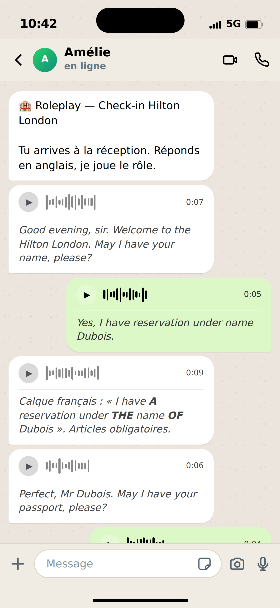 Ask Amélie dans WhatsApp